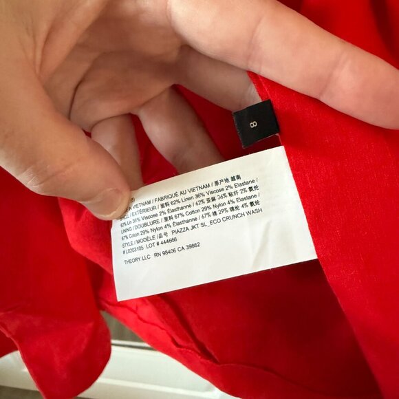 NEW Theory Women's Piazza Jacket in Scarlet Size 8 Color Red - Picture 6 of 8